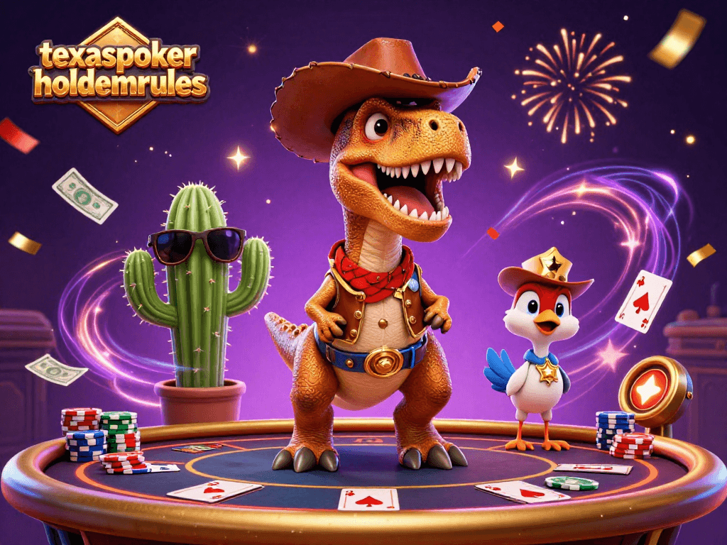 Experience the excitement of texaspokerholdemrules with dynamic poker elements and lively characters.