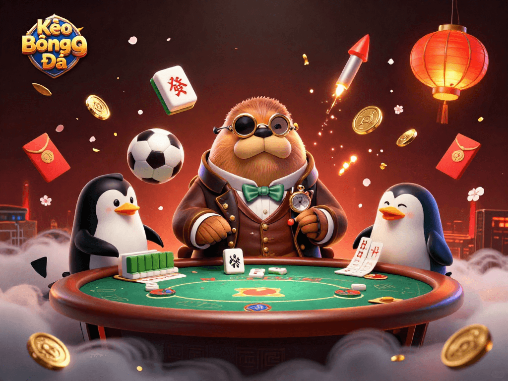 Engage with Kèo Bóng Đá by witnessing a dramatic poker scene with vibrant underwater elements and characters.