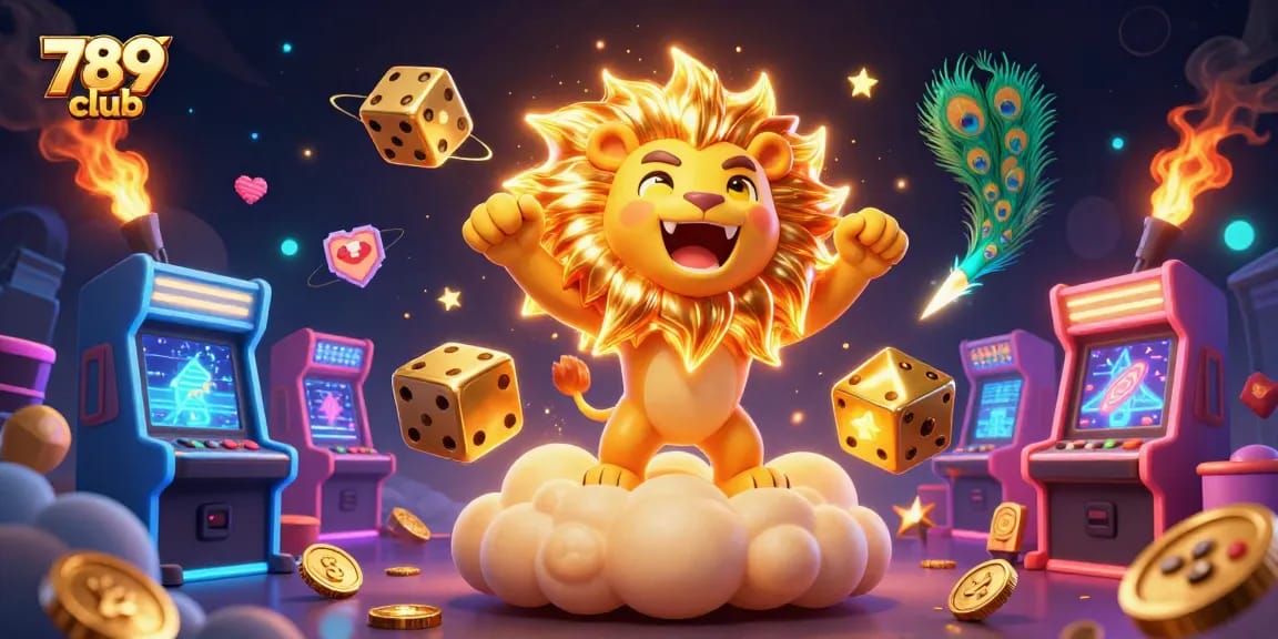 Play exciting games at 789 club with a vibrant casino scene filled with dynamic elements.