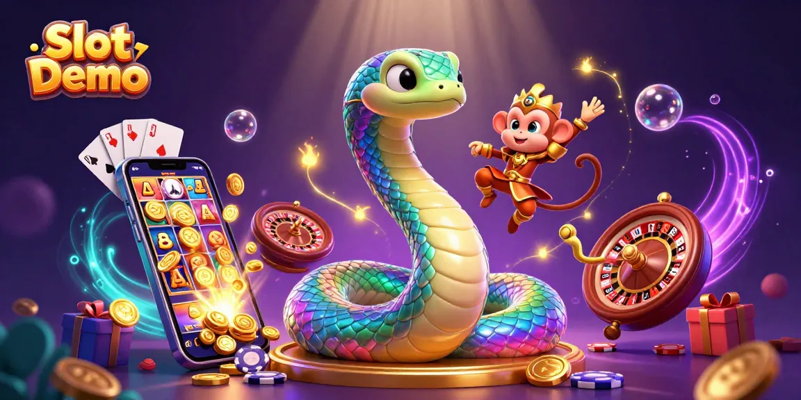 Engage with Slot Demo to spin the reels featuring rich visuals of coins and cards in a vibrant scene.