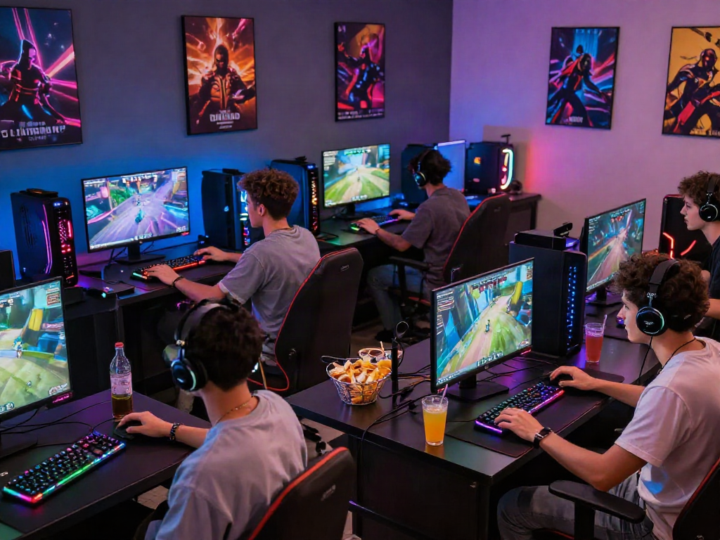 Aktivitas bermain game online di lounge modern dengan tema luxury111, suasana yang energik dan menyenangkan.