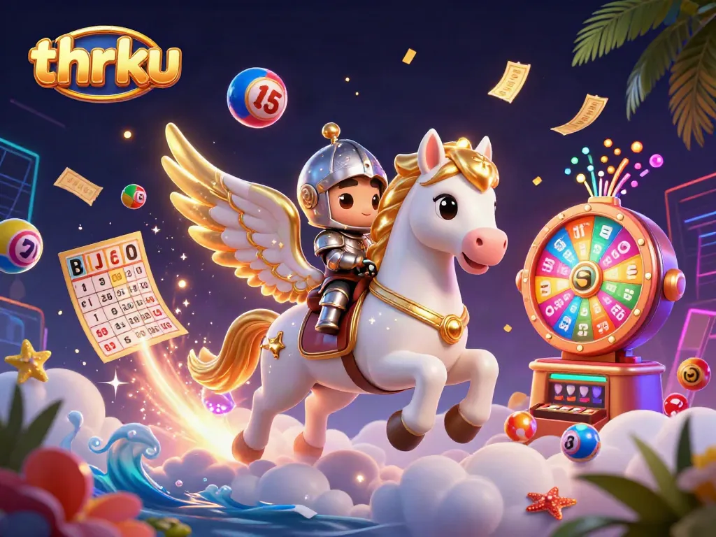 Experience thrilling gameplay at thrku with vibrant lottery balls, golden tickets, and dynamic casino elements.