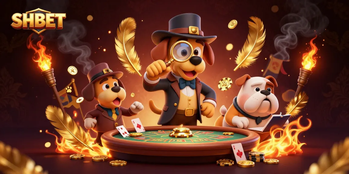 Engage with SHBET in the thrilling world of online gambling featuring a detective unraveling poker mysteries with vibrant casino elements.