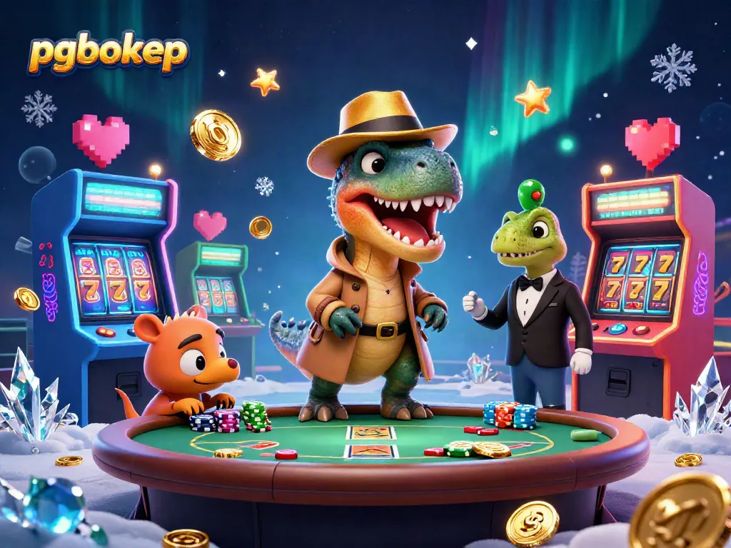 Win at pgbokep with a cartoon velociraptor attempting to count cards at a blackjack table.
