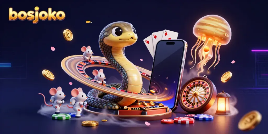Spin to win on slots with bosjoko, featuring a unique cosmic roulette scene.