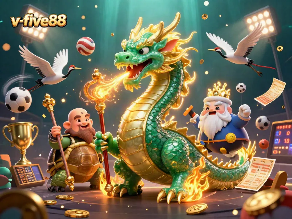 Join the excitement at v-five88 with an ultra-detailed gaming illustration featuring vibrant characters and casino elements.