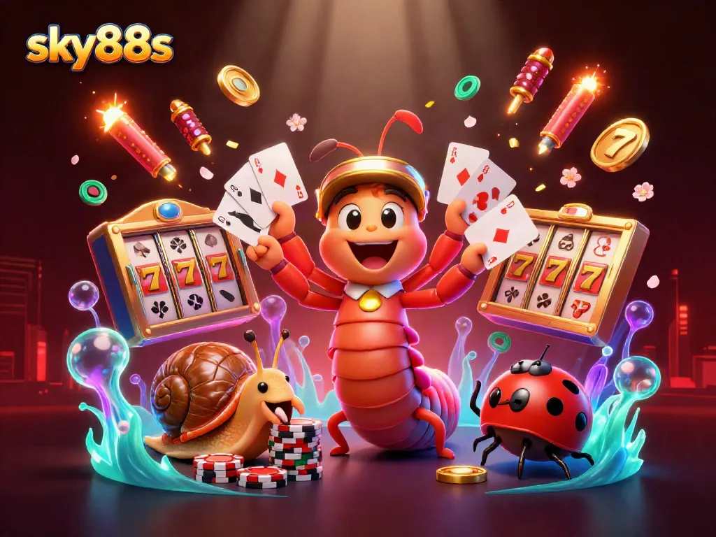 Engage with exciting gameplay and high stakes at sky88s as vibrant slot reels highlight casino action.