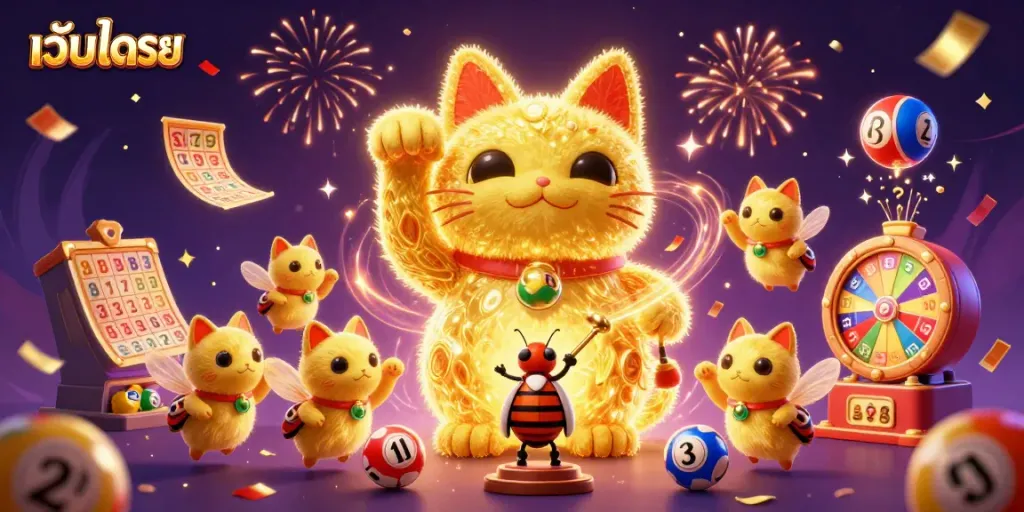 ตรวจหวยออนไลน์ที่เว็บหวยด้วยลูกบอลหมายเลขสีสันและการเฉลิมฉลอง