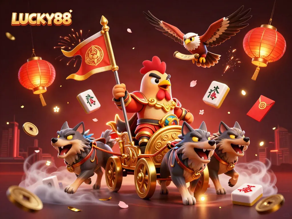 Engage with LUCKY88's immersive casino experience featuring dynamic gaming elements and vibrant characters.