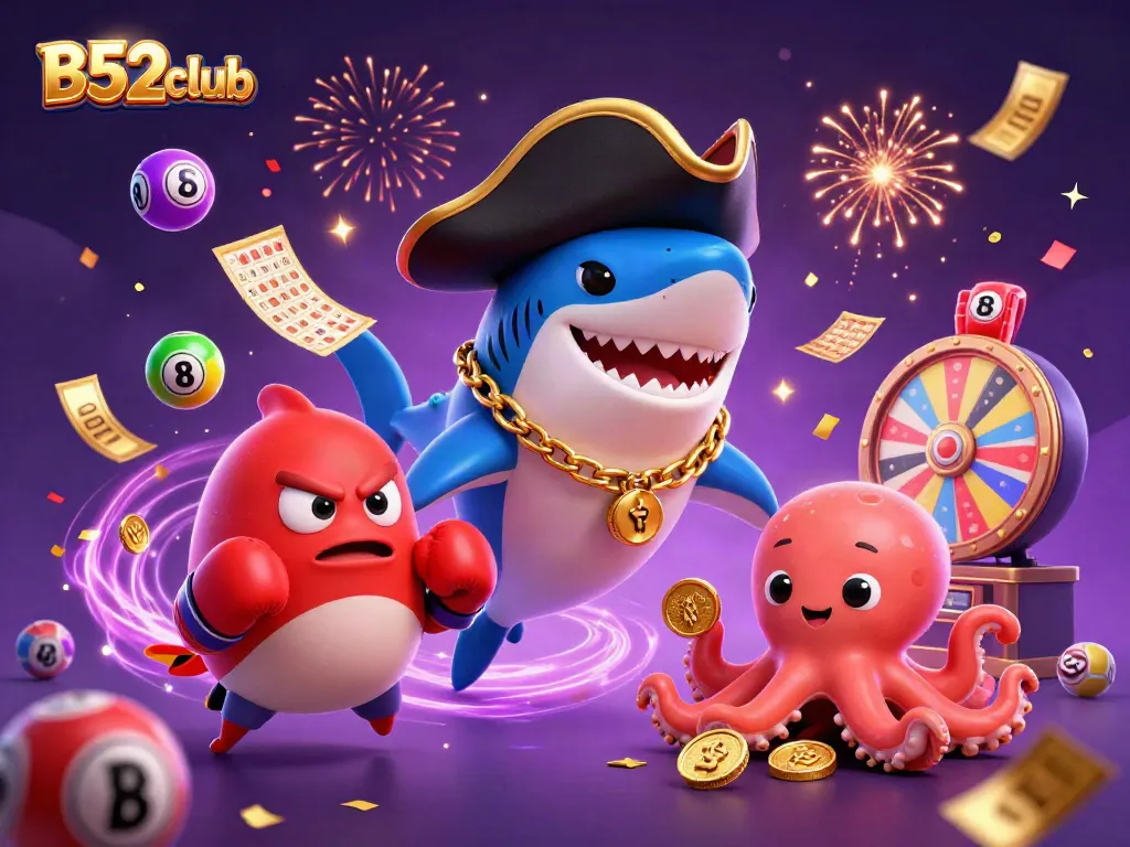 Experience thrilling gameplay with B52club featuring colorful characters and dynamic lottery action!