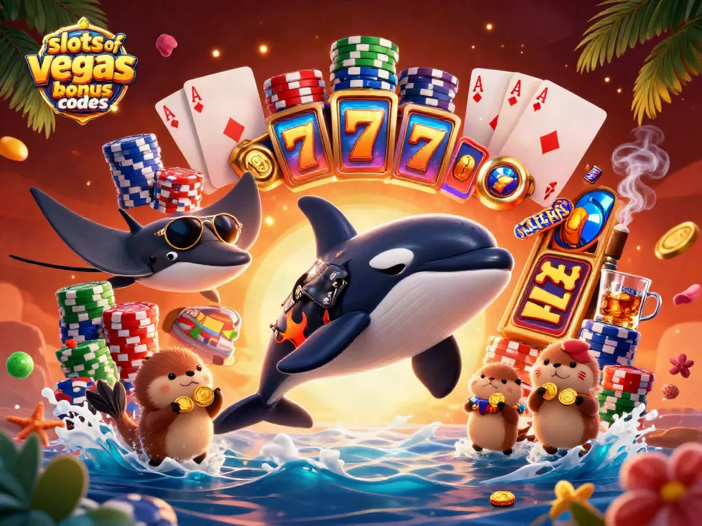 Winning with slots of vegas bonus codes featuring engaging characters and casino elements.