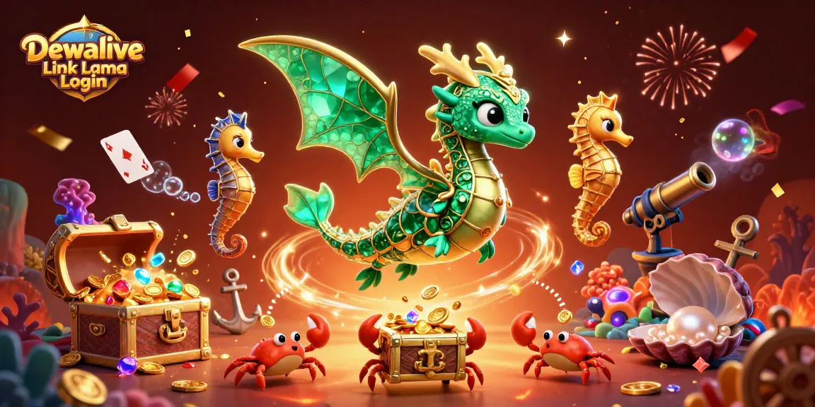 Engage with Dewalive Link Lama Login for exciting online casino adventures featuring shimmering treasures and underwater elements.