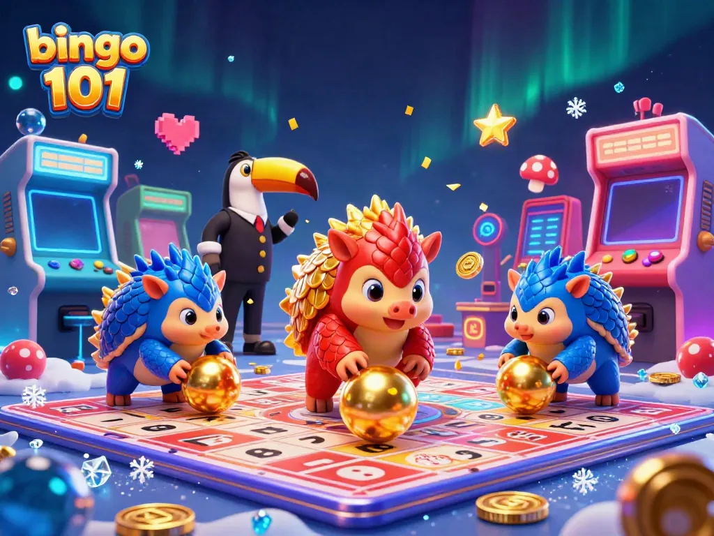 Permainan bingo 101 dengan pangolins bertarung di mesin bingo, menarik perhatian gamer di Indonesia.