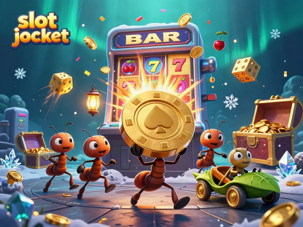 Engage with the thrilling slot jackpot action in this rich 3D cartoon scene featuring fun characters and dynamic elements.