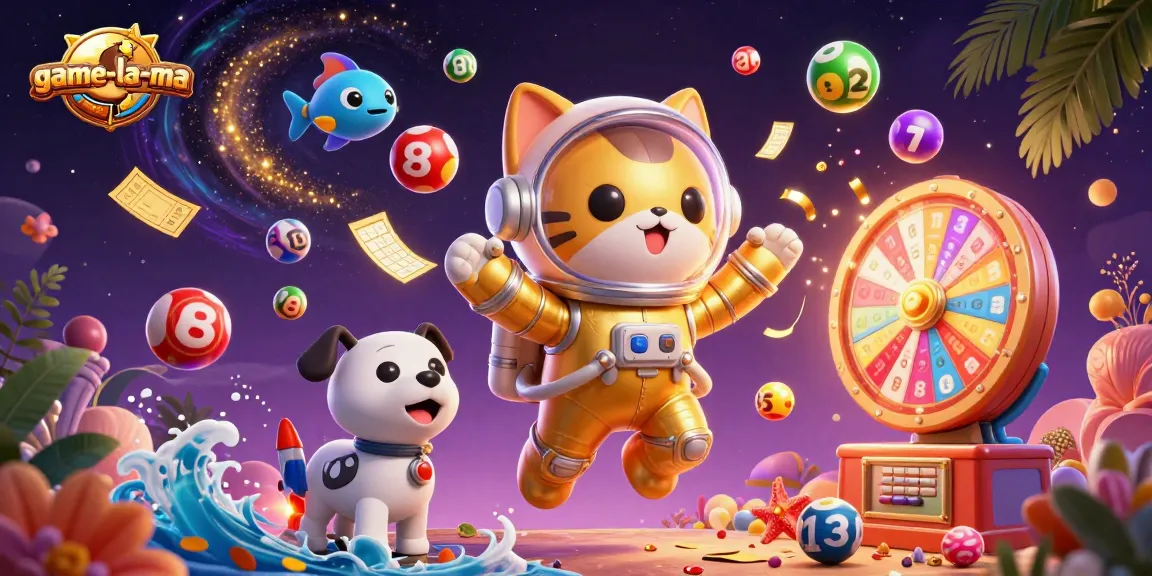 Experience thrilling gaming with game-la-ma's vibrant lottery and bingo action in a cosmic adventure.