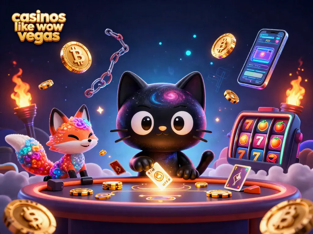 Engage in casinos like wow vegas with a cosmic scene featuring vibrant gaming elements and characters.