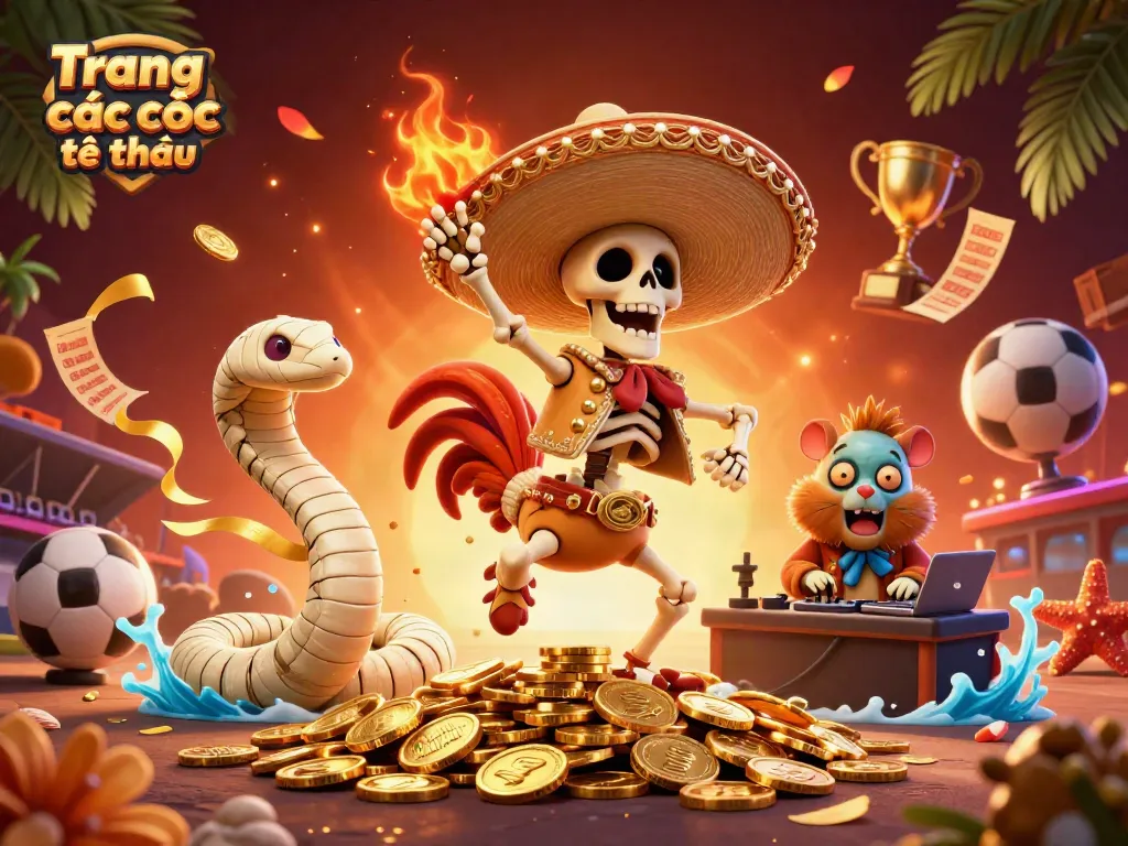 Experience thrilling Trang cá cược thể thao action with characters celebrating sports betting excitement amid golden coins.