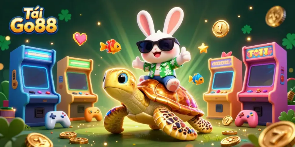 Experience exciting gameplay with Tải Go88 featuring a lucky rabbit and a golden sea turtle.