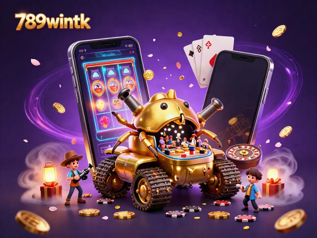 Experience excitement at 789wintk with a vibrant digital casino scene featuring immersive games and rich details.