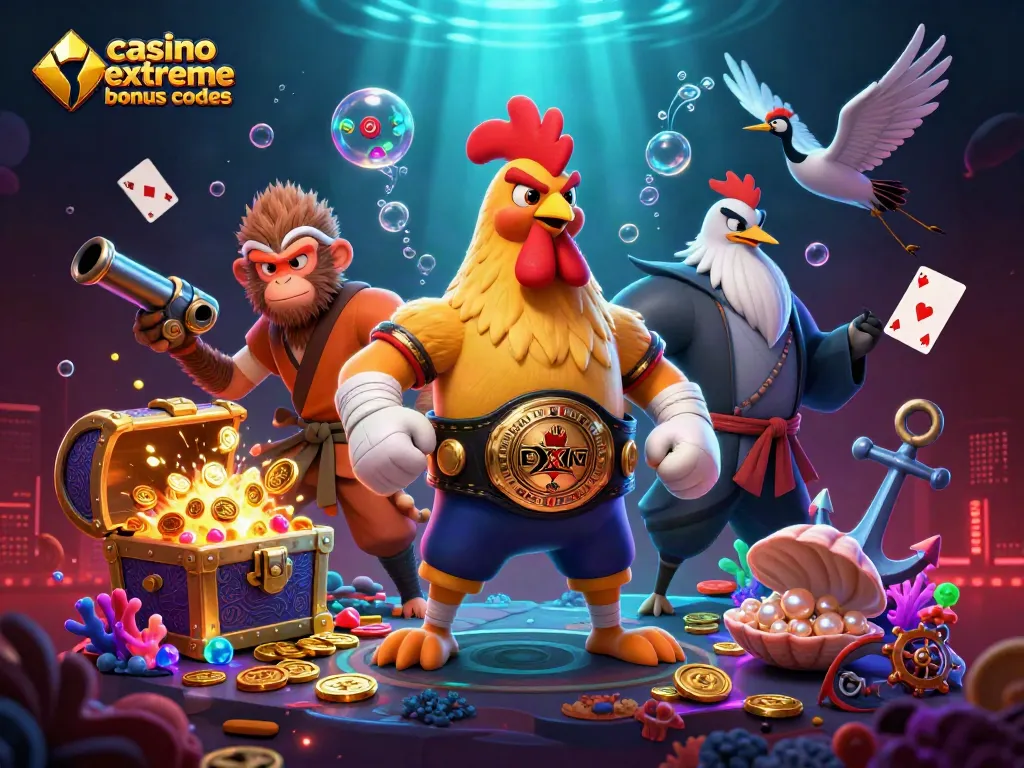 Engage with thrilling casino extreme bonus codes through vibrant gaming scenes featuring energetic characters.