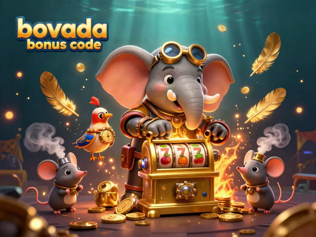 Experience winning opportunities with this vibrant bovada bonus code illustration featuring steampunk characters and slot elements.