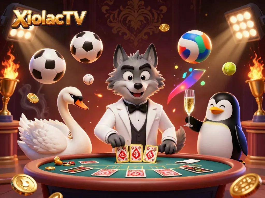 XoilacTV offers a thrilling experience with vibrant 3D characters engaging in a dynamic gambling scene.