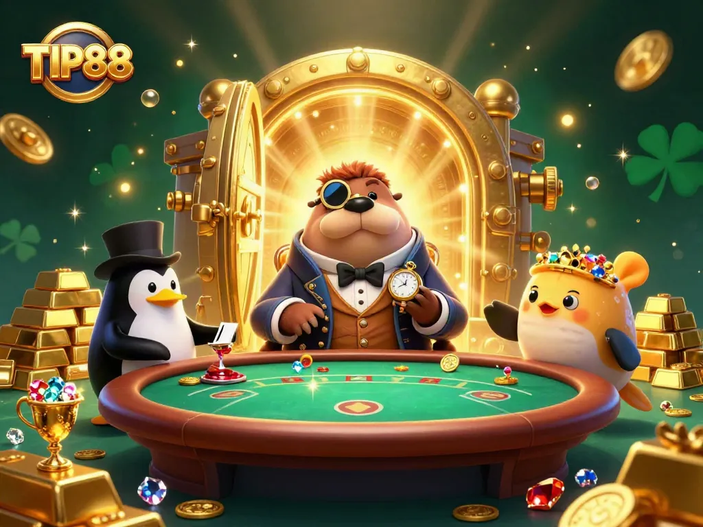 Experience exciting gaming at TIP88 with a thrilling poker match featuring animated aquatic characters.