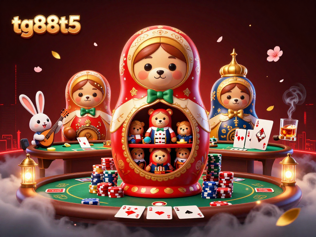 Experience gambling excitement at tg88t5 with vibrant dealer bears and casino elements.