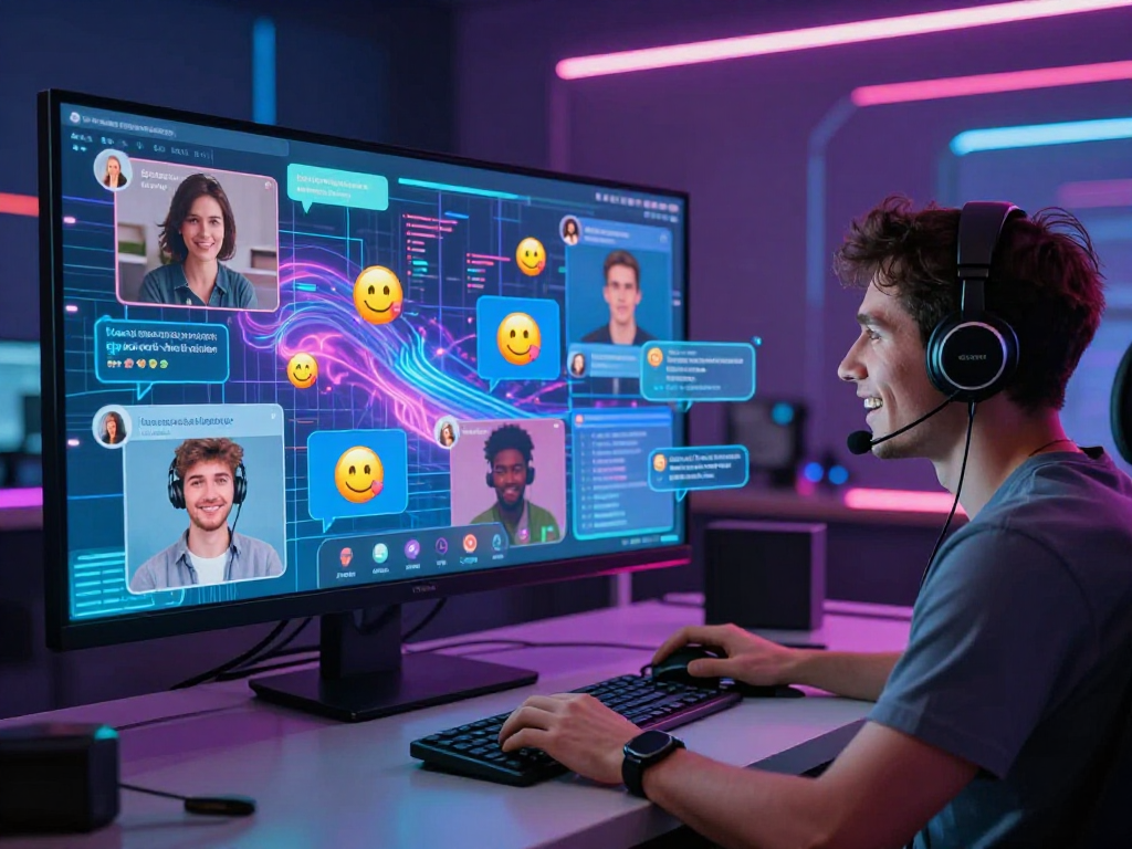 Engaging virtual environment showcasing diverse avatars in a porn ai chat conversation with vibrant graphics.
