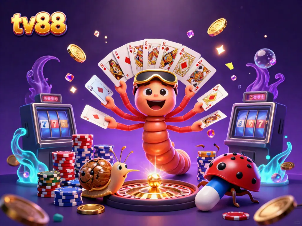 Experience thrilling gameplay at tv88 with a colorful scene of characters in an online casino setting.