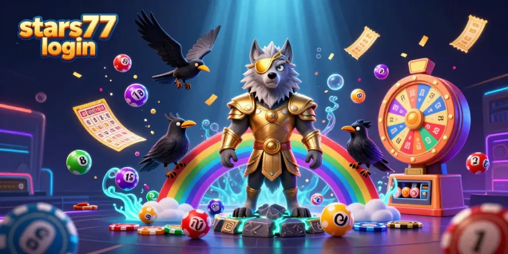Mengakses stars77 login melalui ilustrasi kasino canggih dengan elemen perjudian yang menarik.