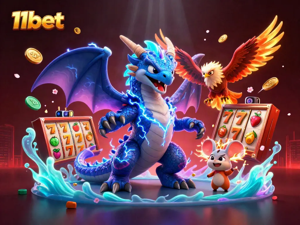Spin the reels and unlock big wins at 11bet with this vibrant casino scene filled with action.