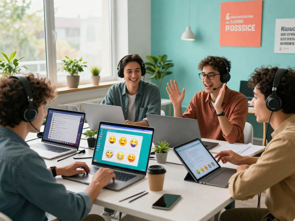 Engaging spicy chat discussion among diverse professionals in a vibrant digital workspace.