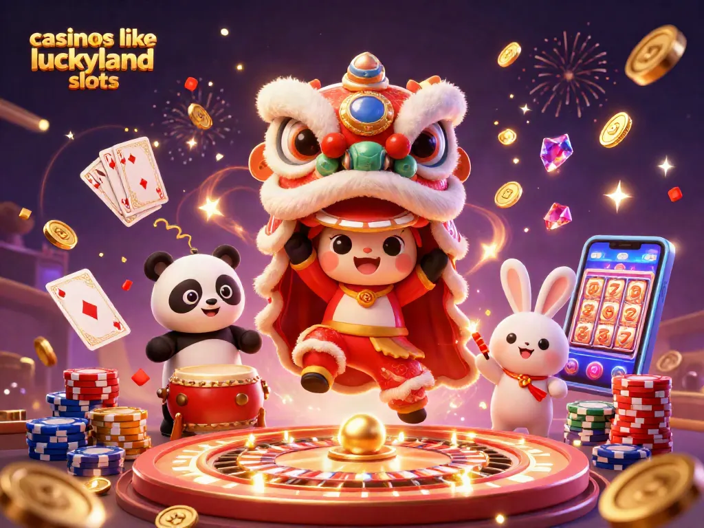 Experience the excitement of casinos like LuckyLand Slots with vibrant celebration elements.
